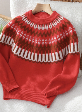 儿童羊绒衫女童双股厚款半高圆领打底衫男童中大童羊毛衫套头毛衣