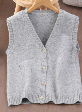 儿童羊绒衫女童双股中厚彩点V领马甲男童羊毛坎肩中童羊毛衫背心