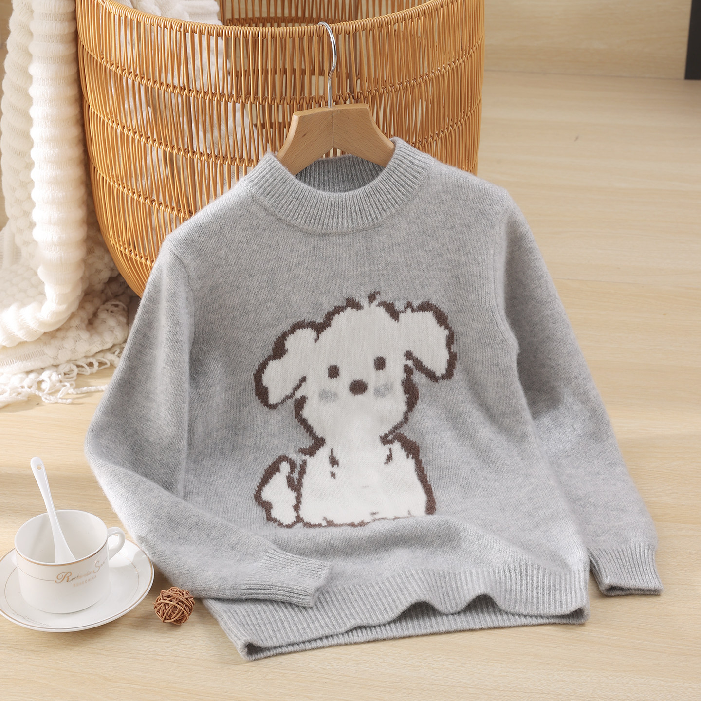 儿童羊绒衫女童双股厚款可爱小狗提花半高领毛衣男童中大童羊毛衫,童装/婴儿装/亲子装,毛衣/针织衫,淘宝优惠券,粉丝福利购,淘宝优惠卷