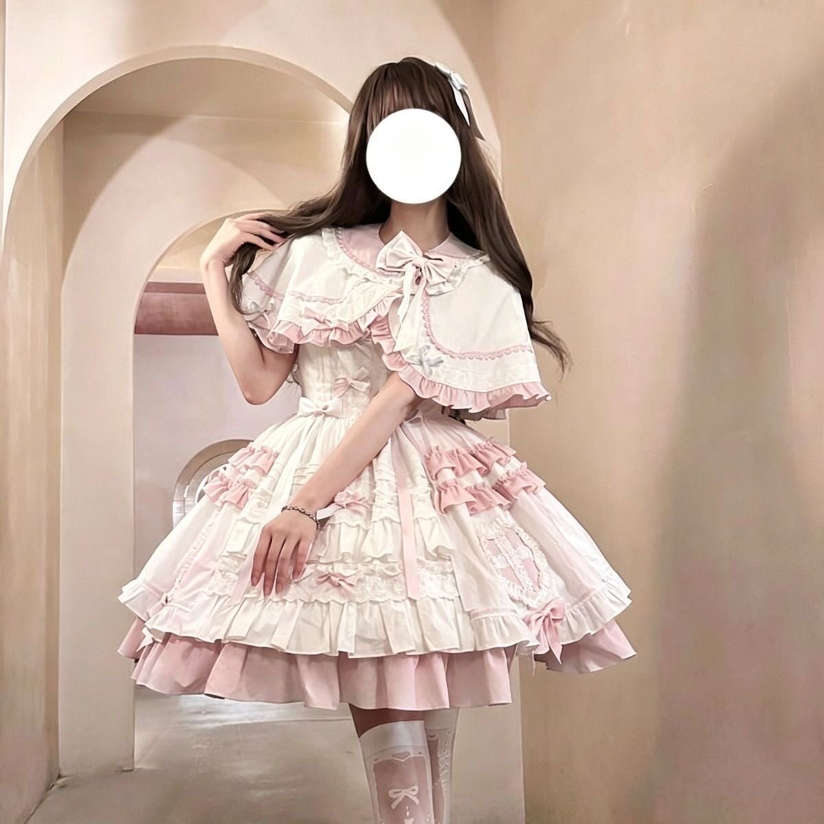 粉白doll感甜美斗篷洛丽塔