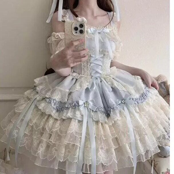 白糖少女洛丽塔吊带连衣裙现货图片