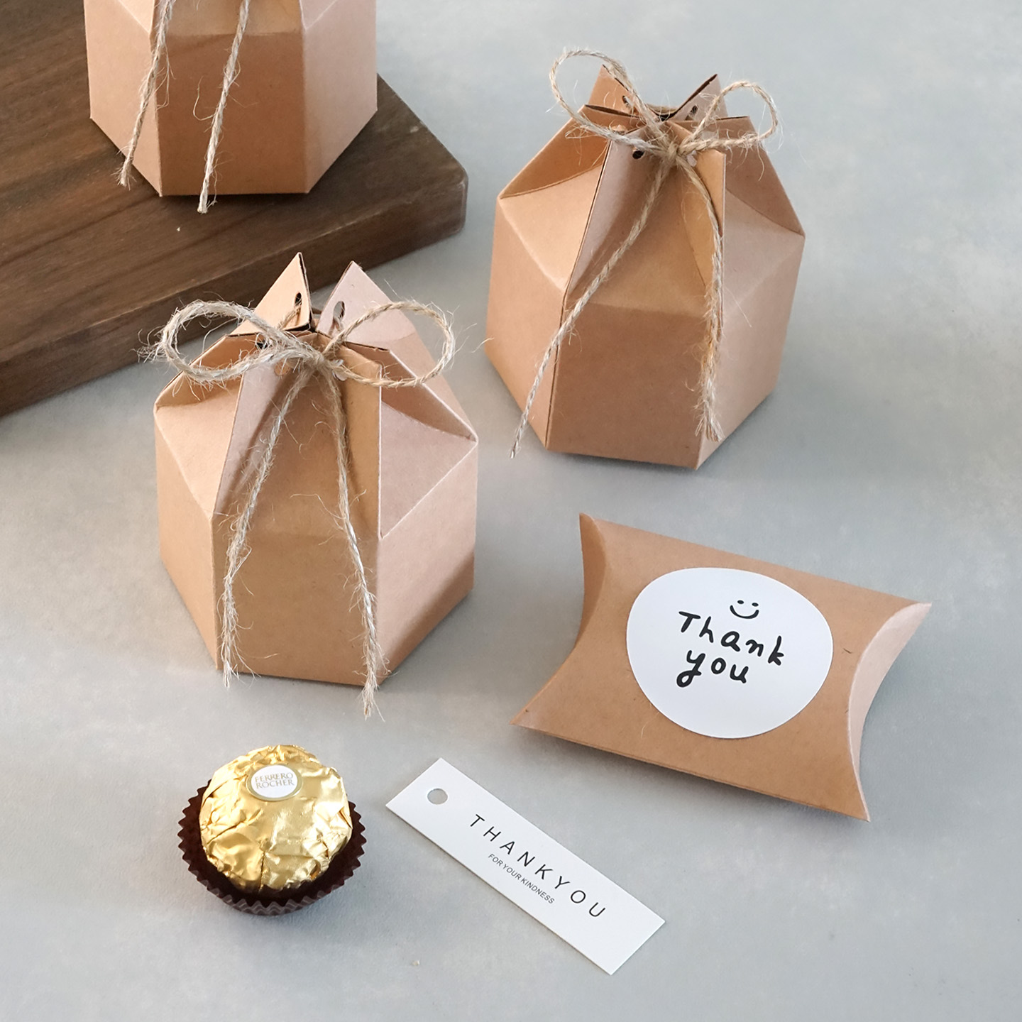 新款糖果盒牛皮纸六边形伴手礼盒