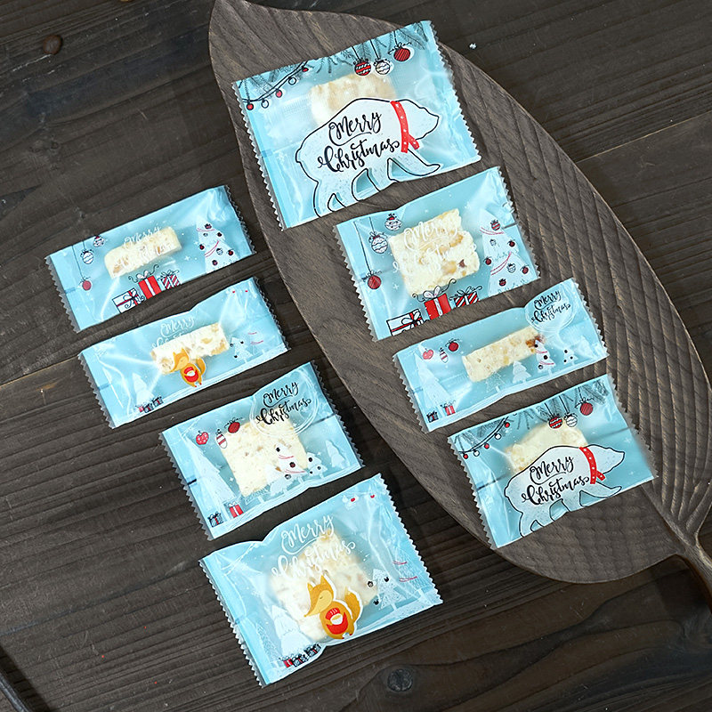 圣诞雪花酥包装袋卡通多款式曲奇饼干袋糖果磨砂机封袋牛轧糖棉花