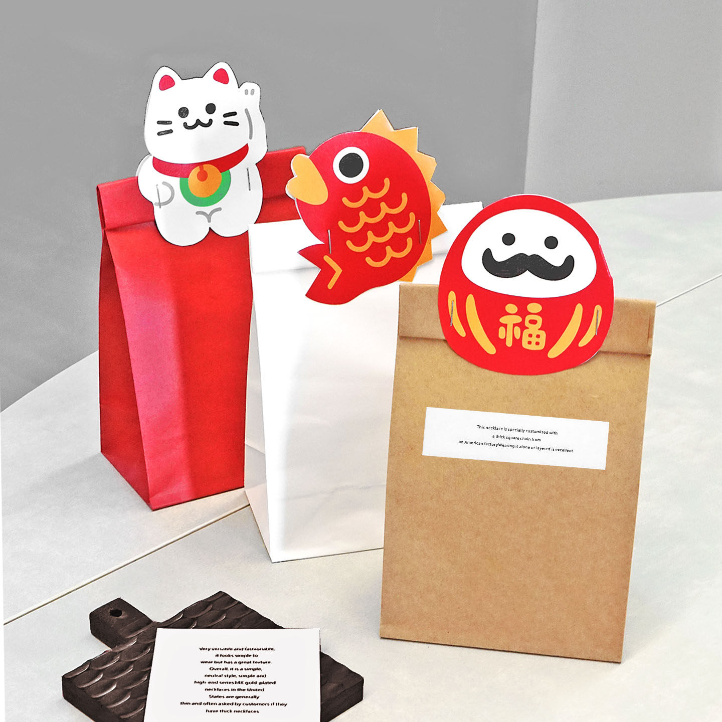 新年礼品袋红色纸袋糖果袋盲袋惊喜袋礼品袋招财猫锦鲤达摩卡头
