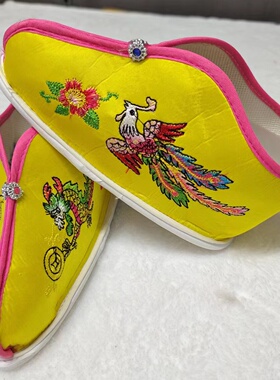 凤云飞缎布鞋供奉鞋龙凤绣花鞋