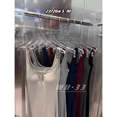 韩版 wu33春季 新款 简约纯欲显瘦带胸垫设计感吊带连衣裙打底裙长裙