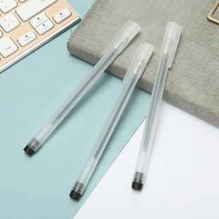 学生党办公考试磨砂无印透明外壳可替换黑色中性笔圆珠笔流畅书写