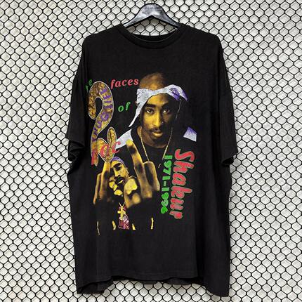 2PAC图派克说唱嘻哈潮牌美式复古vintage高街痞帅短袖t恤男女同款