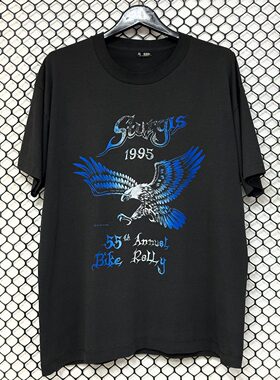 Sturgis1995摩托车拉力赛纪念款短袖美式复古VTG高街潮牌纯棉t恤