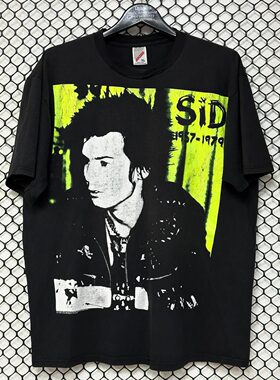 SidVicious席德维瑟斯性手枪朋克摇滚乐队欧美复古VTG高街短袖t恤