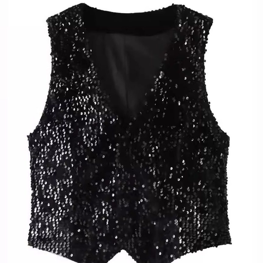 春秋曳步舞跳舞广场舞亮片马甲网红富丽亲切紫萝寒春同款演出服