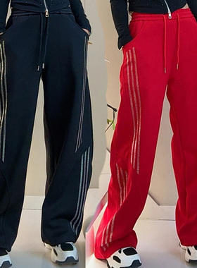 秋冬跳舞广场舞新款3934闪钻休闲裤长裤弯刀裤馨馨亲切紫萝同款