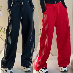 秋冬跳舞广场舞新款3934闪钻休闲裤长裤弯刀裤馨馨亲切紫萝同款