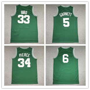 刺绣版凯尔特人5号加内特复古网眼球衣皮尔斯拉塞尔伯德篮球服