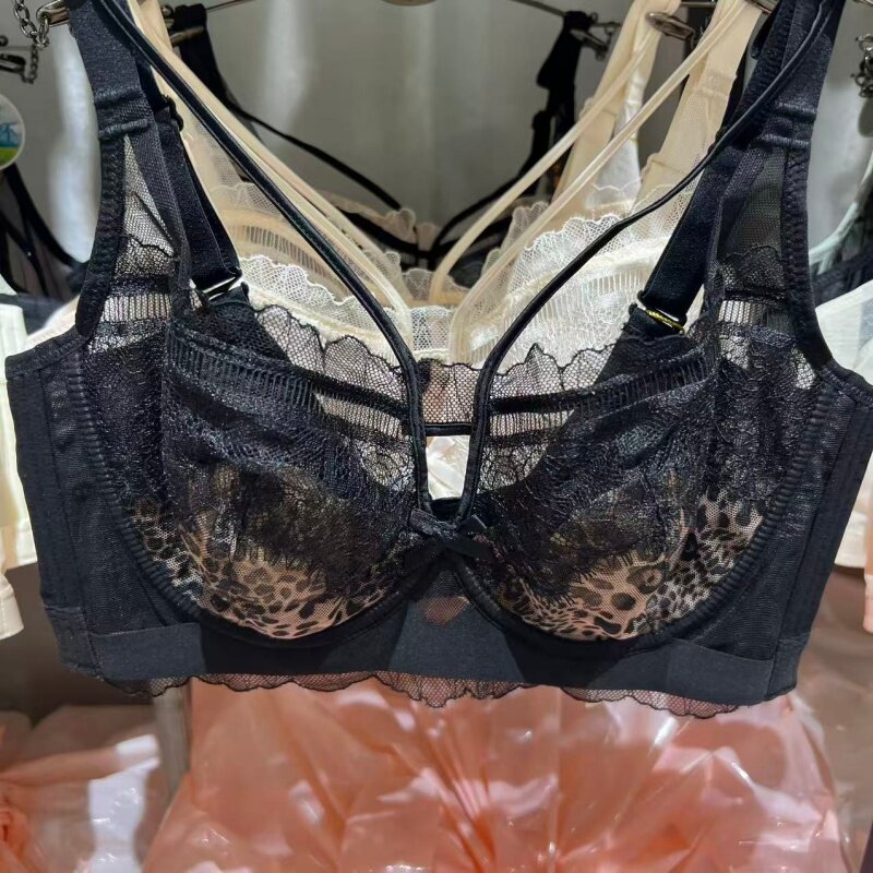 丰渡3336豹纹CD大码内衣女大胸显小薄款收副乳防下垂调整型文胸罩