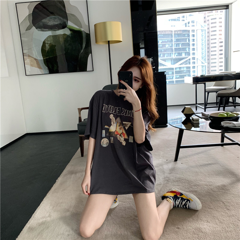 限3000张券印花短袖古着感少女宽松圆领t恤