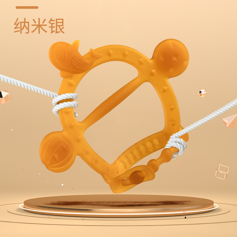 满分宝贝婴儿咬牙胶硅胶磨牙棒 无毒软可水煮玩具宝宝防吃手神器