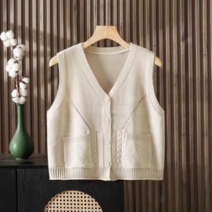 大码麻花小个子马甲针织背心女春秋无袖毛衣开衫衬衫叠穿马夹坎肩