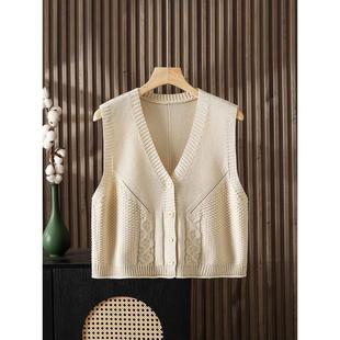 超火~大码麻花小个子棉马甲针织背心女款短款无袖毛衣开衫坎肩