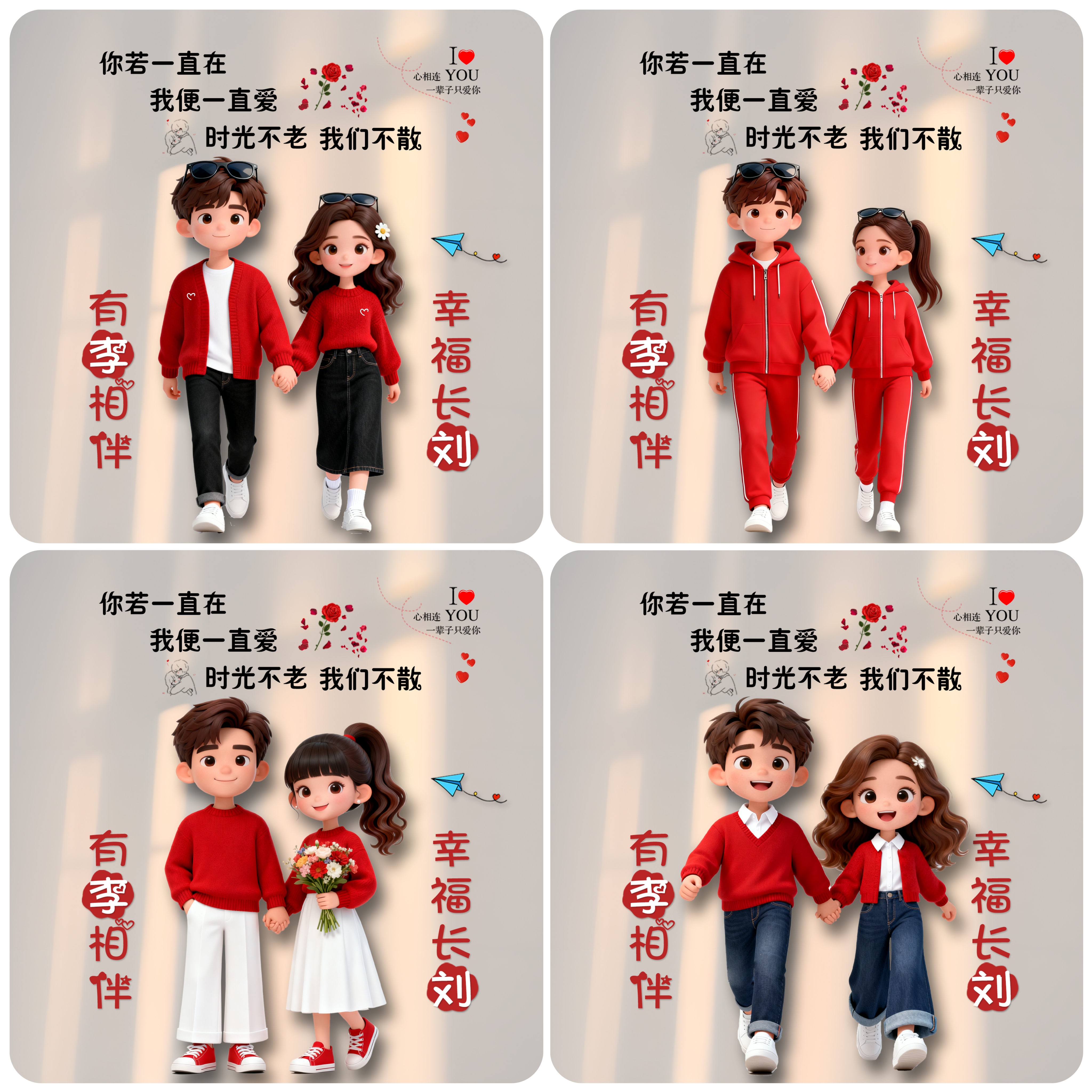 视频号抖音直播素材情侣牵手签名头像谐音梗设计源文件psd模板图