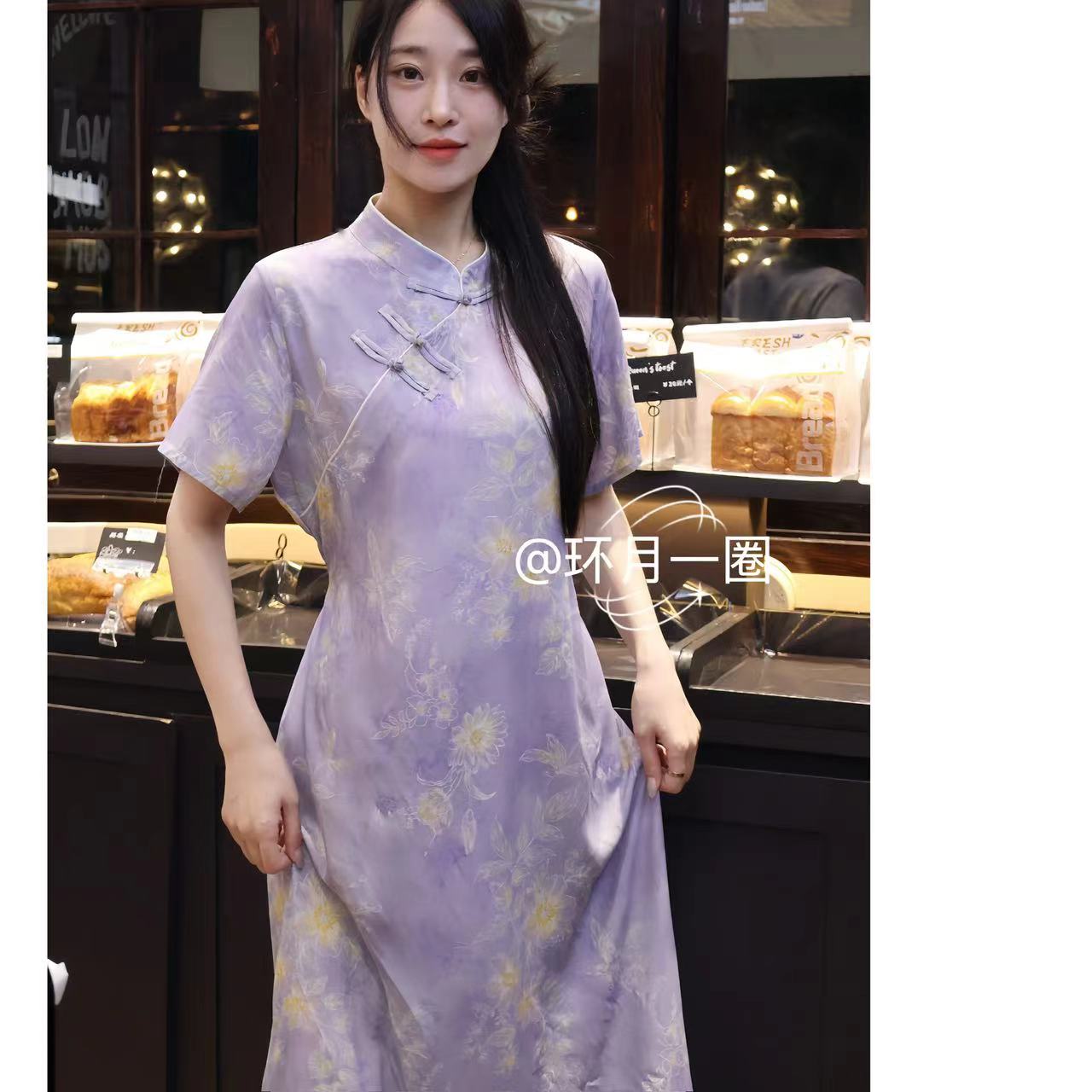 绵绸旗袍高品质设计款国风绵绸气质夏人造棉宽松轻薄显瘦连衣裙
