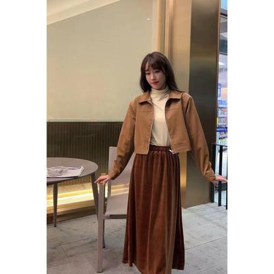 丝绒半身裙女秋冬2023新款高端复古大码裙子a字裙长裙韩版百搭