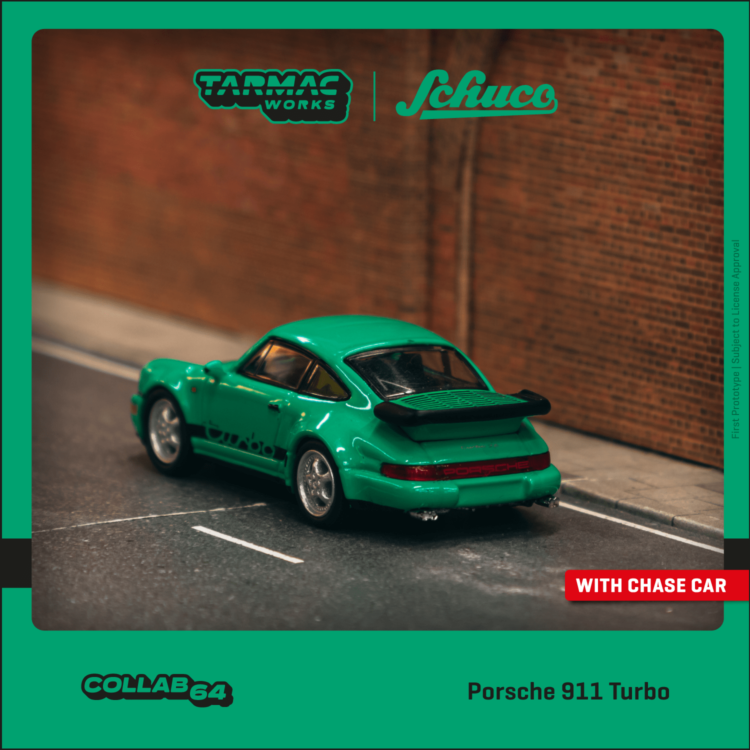 Tarmac Works 1:64保時捷 Porsche 911 Turbo绿色合金静态模型