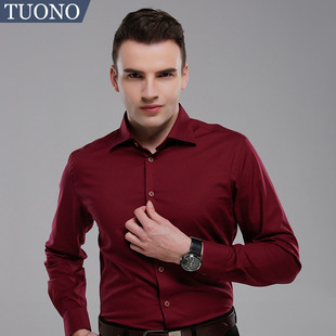 精纺弹力修身 商务休闲红色衬衫 长袖 春秋男士 NA7602 衬衫 Tuono男装