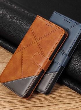 适用三星Xcover7手机壳A35双色拼接皮套A24菱形格纹A25保护套A13翻盖A71全包A50插卡A91磁扣A55条纹皮壳