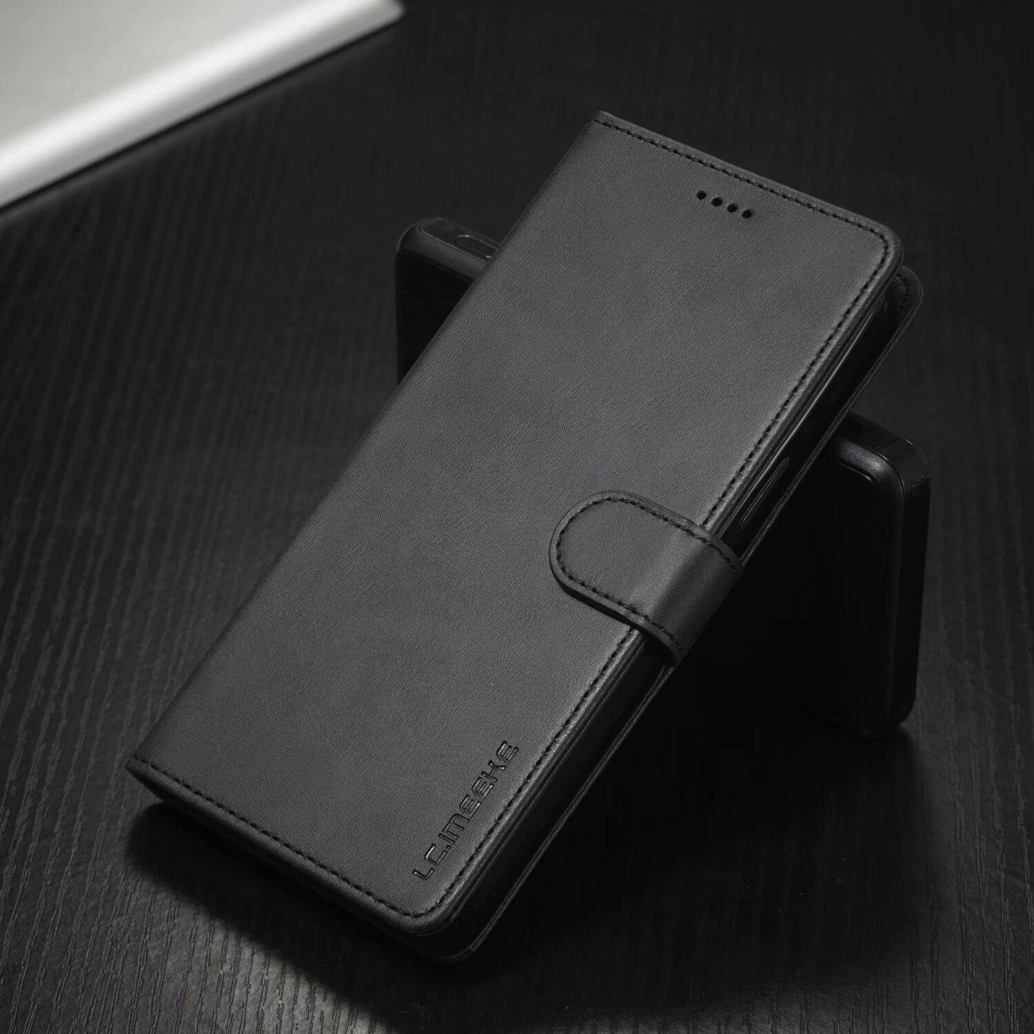 LC.imeeke适用iPhone13手机壳14Plus小牛纹15Pro插卡皮套XSMax钱夹卡包苹果12Pro翻盖16E保护套17防摔5S软SE4
