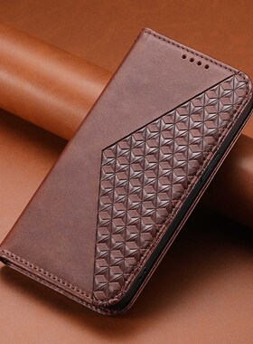 适用三星Xcover7手机壳S24 Ultra钱夹皮套S23FE菱形小牛纹皮套A25磁吸翻盖S22 Plus格纹保护套A54插卡A13防摔