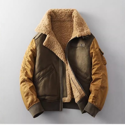 皮毛一体男士冬季加绒加厚夹克