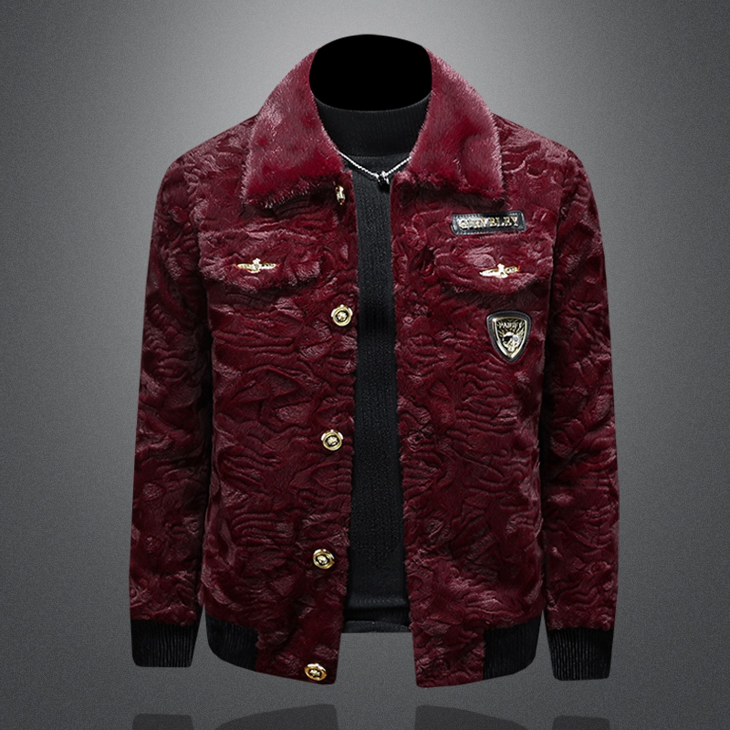 海宁金貂绒外套男皮毛一体