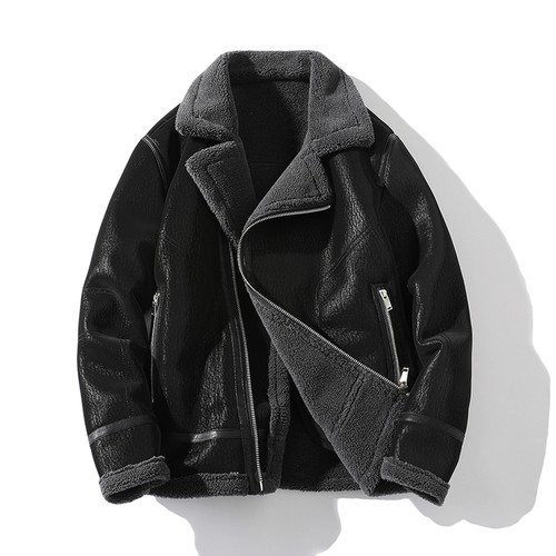 皮毛一体男加绒加厚皮袄机车服