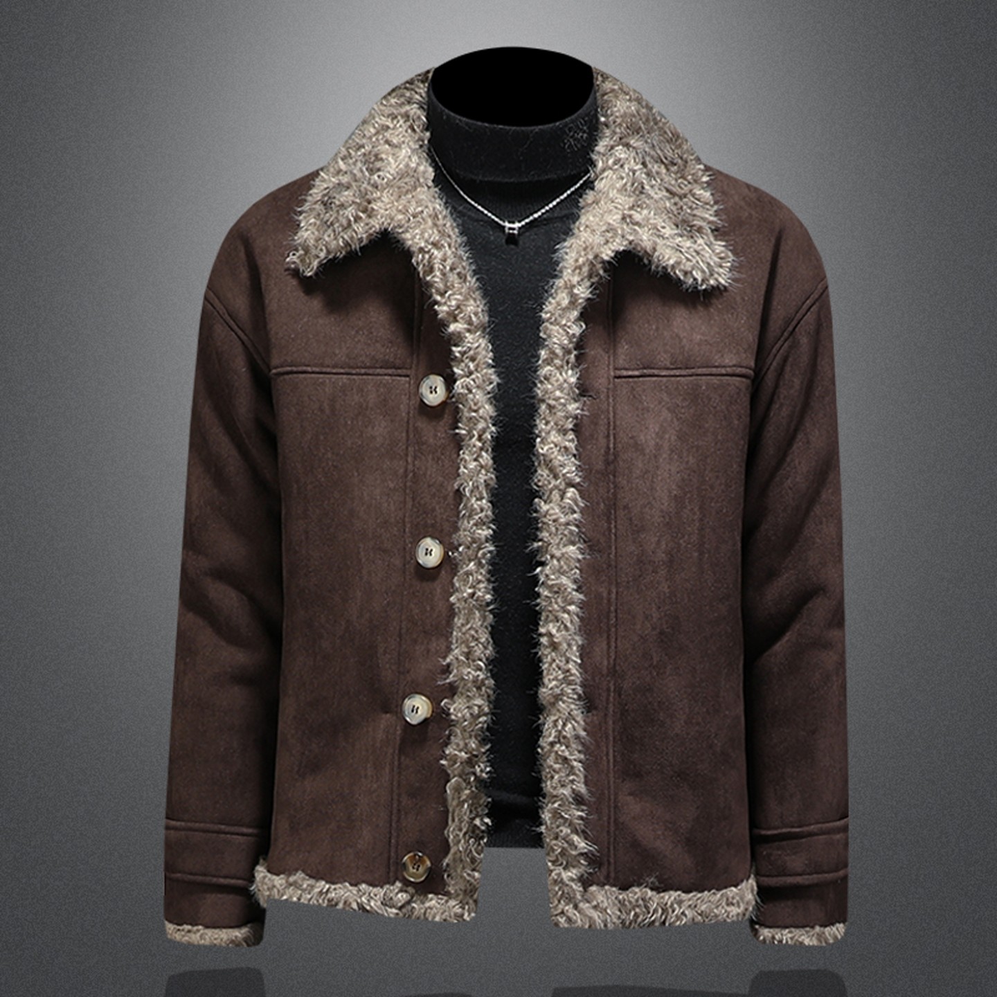 皮毛一体男士冬季大码加绒皮衣
