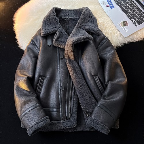 皮毛一体男士冬季皮衣加绒加厚