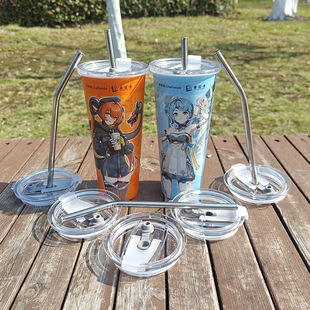 适配茶百道绝区零杯盖联名PP杯盖子奥菲丝席德盖子配件密封吸管盖