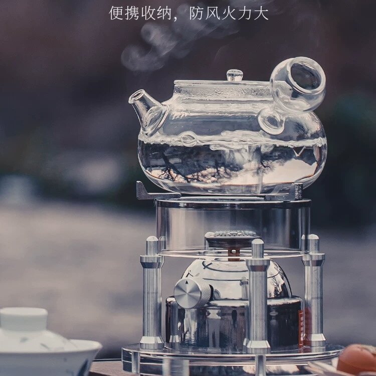户外露营防风明火便捷式煮茶炉小型燃气炉充气煤气灶泡茶旅行茶具