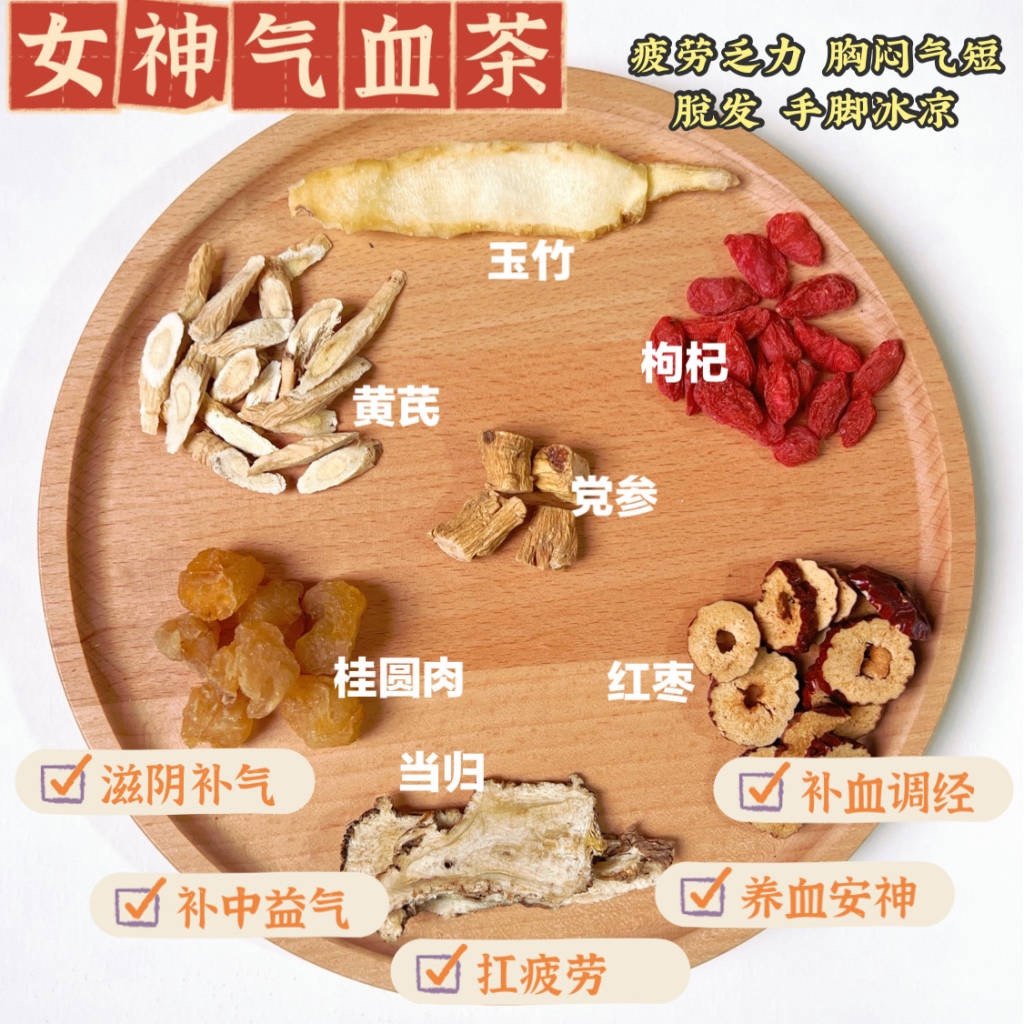 红枣桂圆枸杞茶玉竹女人非补血养气玫瑰花搭早c晚a调理养生茶包