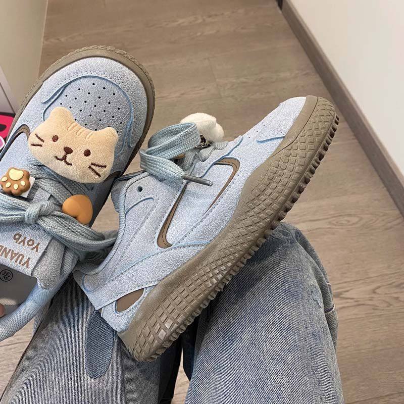 国潮雾霾蓝KT小鱼板鞋女2026春秋新款百搭ins休闲面包小白板鞋潮,女鞋,休闲板鞋,淘宝优惠券,粉丝福利购,淘宝优惠卷