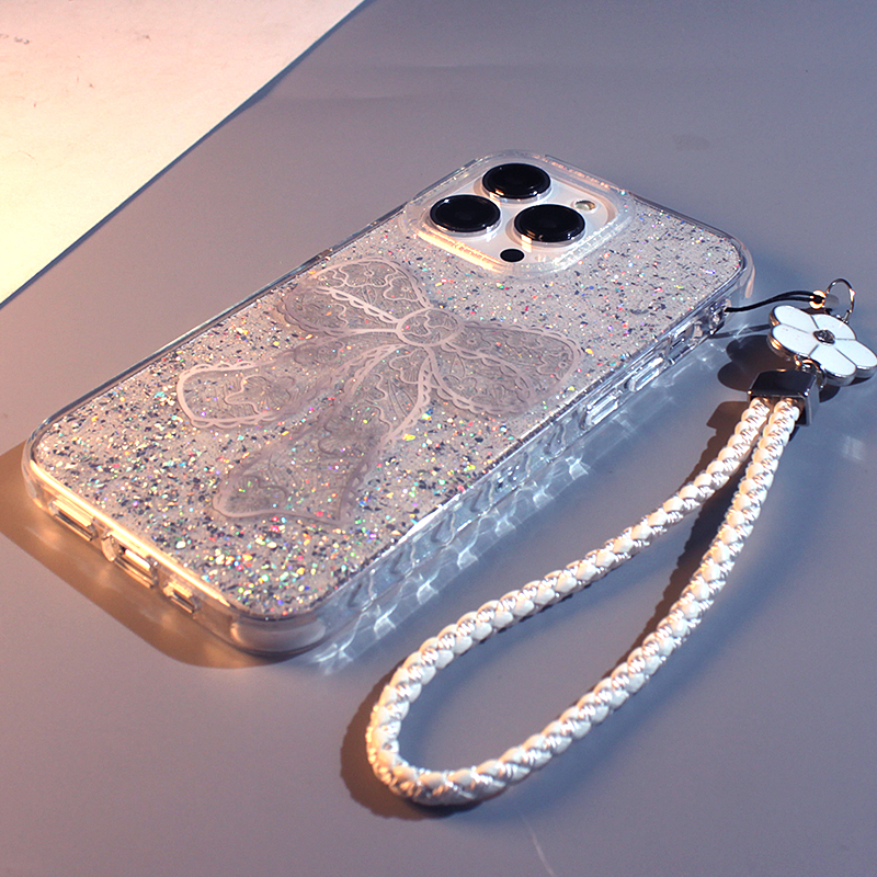 闪粉蝴蝶结适用苹果女简约手机壳