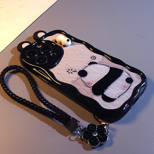 可爱16情侣15plus防摔软壳 12硅胶全包11个性 立体熊猫耳朵适用iPhone15promax手机壳苹果14超火网红爆款 13新款