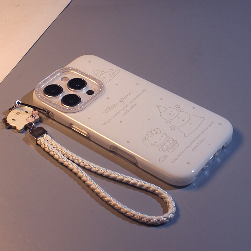 光面雪花雪人kt猫适用于iPhone17promax手机壳苹果16女可爱15新款14亚克力硅胶防摔13保护套16pro女款17硬壳