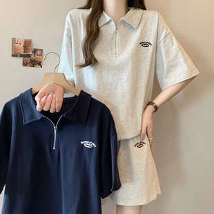 夏天套装女款新款茶系穿搭一整套休闲运动风成套搭配两件套潮