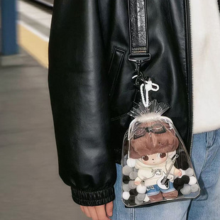 泡泡玛特马力全开娃包18cm透明收纳包搪胶毛绒玩偶保护套外出遛娃