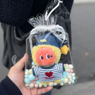 泡泡玛特星星人怦然心动系列娃包收纳包保护套毛绒挂件外出遛娃包