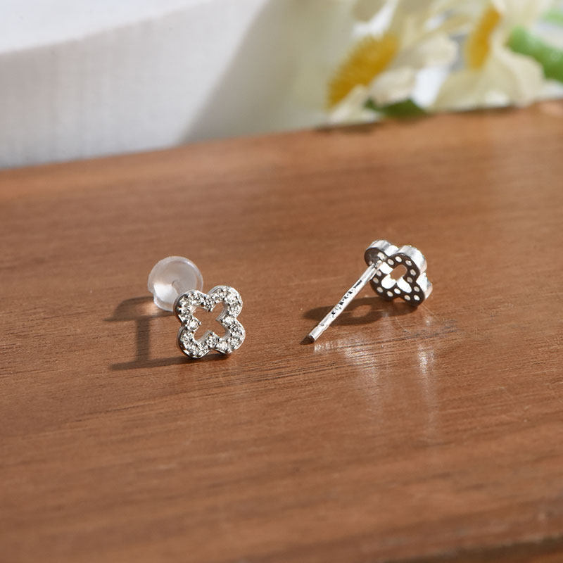 S999银耳钉女简约时尚小清新镂空