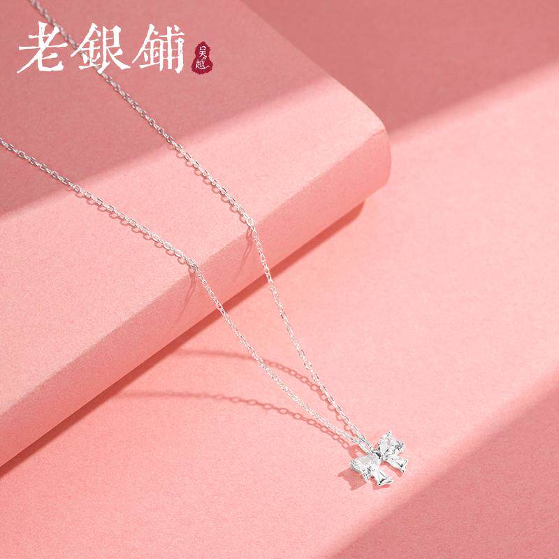 足银999蝴蝶结项链女生时尚轻奢图片