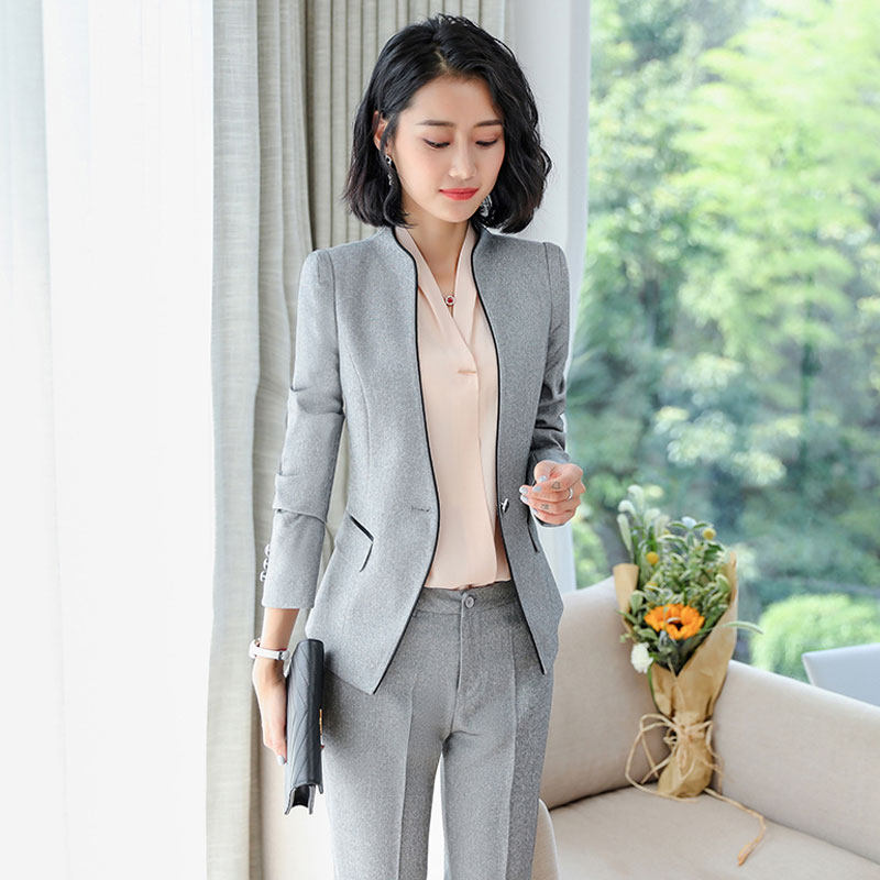 职业装气质女神范套装淑女秋冬西装长袖主持人工作服正装经理西服