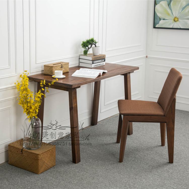 现代实木书桌简约儿童书桌子简易电脑桌写字台家用学习桌绘画桌